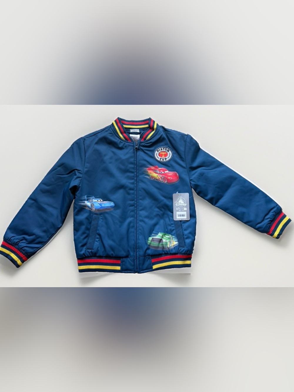 Disney Store Pixar Cars Kids Bomber Jacket Sz 4 Lightning McQueen Piston Cup NWT